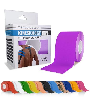 Titanium Sports Kinesiology Tape - 5m Roll of Elastic Water Resistant Tape for Support & Muscle Recovery - Quality Sports Tape (Purple)