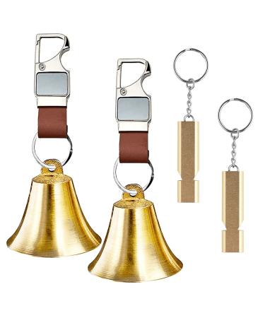 Pacify 3/6 Pack Loud Bear Bell with Whistle Set for Hikers, 2 Inch 3 in 1 Hiking Gear Bear Bells with Emergency Whistle and Carabiner Clip for Home Decor, Survival, Biking, Climbing