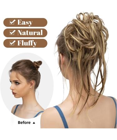 Hair Bun Hairpiece for Women Synthetic Elastic Messy Bun Hairpieces Curly Scrunchie Black Blonde Brown Chignon Band Updo Donut for Women Natural Fake Hair Hair Chignons(6H24B) - Buy Online on GoSupps.com