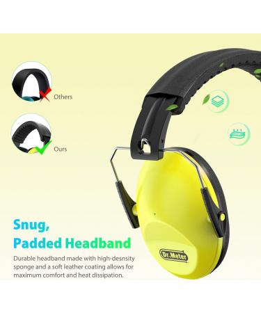 Dr.meter Children Noise Protection Headphones SNR 27dB - Ear Protection Earmuffs for School, Drum Kit, Autism - Yellow - Buy Online on GoSupps.com
