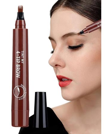 Waterproof Eyebrow Pencil | Eye Makeup Brow Pencil with 4-Point Tip Applicator - Precise Application Waterproof Eyebrow Pens for Natural Eyebrow Hair Hixip 02 Dark Brown - Buy Online on GoSupps.com
