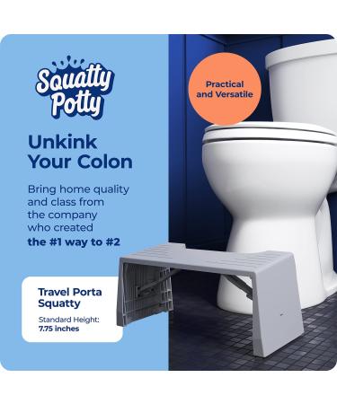 Squatty Potty Porta Traveler Foldable Toilet Stool - 7 Height - Gray | Compact & Portable Solution for Travel - Buy Online on GoSupps.com