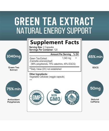 Green Tea Extract 98% Standardized EGCG - Natural Energy & Heart Support - 3X Strength Green Tea Pills - Antioxidant Health Supplement - 240 Capsules - Buy Online on GoSupps.com