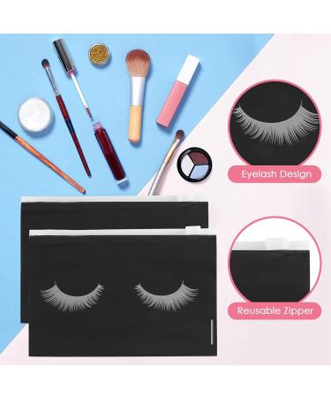 Lizusidtsy 50 Pieces Eyelash Bags Lash Bags for Aftercare Bags Eyelash Makeup Bags with Zipper for Women (Black 6X4Inch) - Buy Online on GoSupps.com