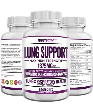 Lung Support Supplement for Lung Cleanse & Detox Comprehensive Formula - Quercetin with Bromelain Nettle Vitamin C K2 & 500 mg Cordyceps for Lung Health Respiratory & Bronchial Support 60 Capsules
