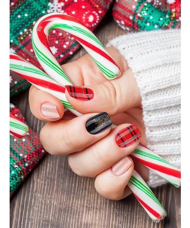EBANKU 96 Pcs Christmas Fake Nails - Snowflake & Christmas Tree Design for Women - Short Press On Nail Kit with Adhesive Tabs - Nail Art Decoration - Buy Online on GoSupps.com