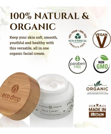 Ecodrop Organic Face Cream | Advanced Daily Facial Cream for Women | 100% All Natural Ingredients | Moisturiser & Anti Ageing Treatment - Buy Online on GoSupps.com