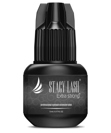 Extra Strong Eyelash Extension Glue - Stacy Lash (0.17fl.oz / 5ml) / 0.5-1 Sec Drying time/Retention  7 Weeks/Maximum Bonding Power/Professional Use Only Black Adhesive/for Semi-Permanent Extensions 0.17 Fl oz (Pack of 1)