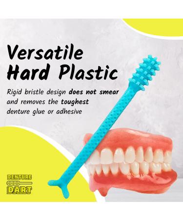 Denture Dart V2 Hard Plastic Adhesive Remover Tool for Denture Gel - Oral Hygiene Scraper with Textured Grip and Rigid Bristles - Buy Online on GoSupps.com