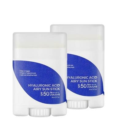 Hyaluronic Acid Airy Sun Stick SPF50+ PA++++ SPF 50 Sunscreen Face Stick Lightweight Sunscreen for All Skin Types (2PC)