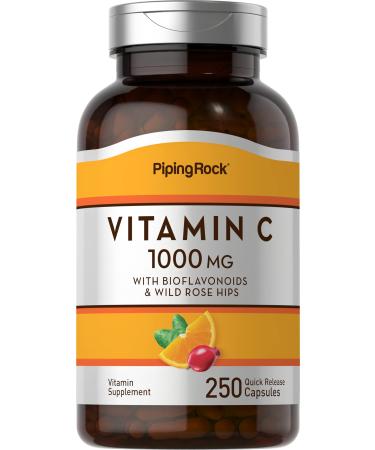 Piping Rock Vitamin C 1000mg | 250 Capsules | with Bioflavonoids and Rose Hips | Supplement for Women and Men | Non-GMO Gluten Free