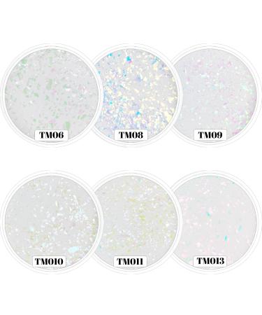 Sparkle Holographic Clear Glitter Nail Dip Powder Starter Kit - 6 Colors Opal Foils Easy for Beginners - Perfect Top Coat for Black Nail Art | SG062 - Buy Online on GoSupps.com