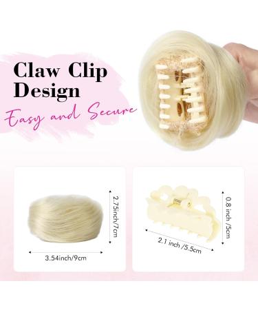 REECHO 2 PCS Mini Claw Clip in Messy & Cat Ears Hair Bun Extensions Wig Accessory Updo Hairpieces for Women Girls (Pack of 2-3" Straight Natural Blonde) Pack of 2 - 3" Straight Natural Blonde - Buy Online on GoSupps.com