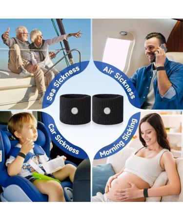 Meiyyj Travel Sickness Tapes & Anti-Nausea Bracelets for Adults & Kids - Acupressure Straps for Pregnancy Motion Sickness - 2 Pairs Black - Buy Online on GoSupps.com