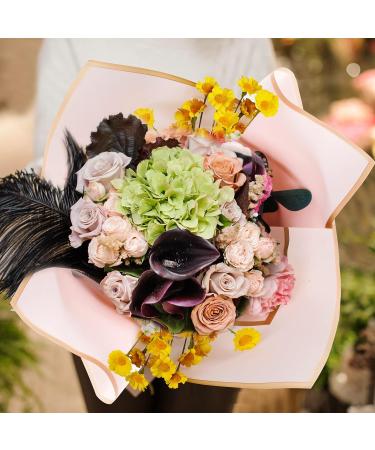 40 Pcs Pink Flower Wrapping Paper with Gold Edge - Waterproof Floral Bouquet Supplies 22.8 x 22.8 In - Gift Packaging for Florists - Pack of 40 - Buy Online on GoSupps.com