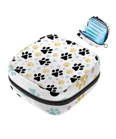 MUOOUM Menstrual Pad Bag Zipper Sanitary Napkin Bag Tampons Collect Bags for Women Girls (Cute Dog Paw) Multi-colored 7