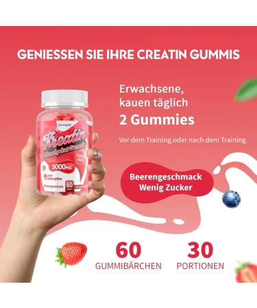 Cr atine Gummies Complexe 5000mg par Portion Formule 5-en-1 avec Taurine et Vitamine B6 Cr atine Monohydrate M cher pour Hommes et Femmes Saveur Fruits Rouges V gan (60 Unit (Lot de 1)) - Buy Online on GoSupps.com
