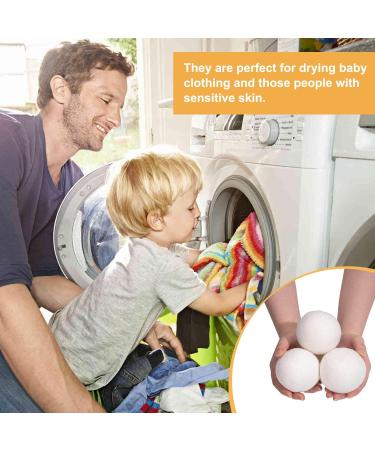 Wool Dryer Balls Handmade Natural 100% Wool Tumble Dryer Balls Shorten Drying Time Reusable Pack of 6 Sheep Pattern (White) - Buy Online on GoSupps.com
