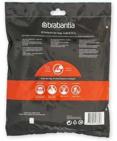 Brabantia Garbage Bags - White 40 Bags (Code W) - Durable & Eco-Friendly Trash Bags for Easy Cleanup - Buy Online on GoSupps.com