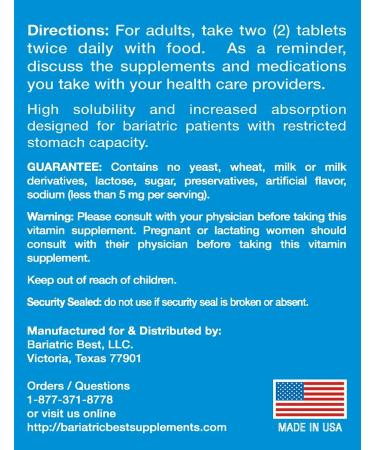 Bariatric Calcium Citrate with Vitamin D3 | Post-Bariatric Surgery Formula | Fast Absorption | Made in USA | 600mg 120 Tablets - Buy Online on GoSupps.com