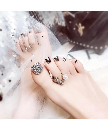 Artificial Toenails Women False Toe Nails Shining False Toe Nails Fake Toe Nails Art Tips 24pcs for Women and Girls - Buy Online on GoSupps.com