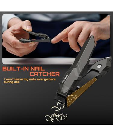 Ultimate Mess-Free Nail Clippers with Catcher - Precision Toenail & Fingernail Clippers for Men & Women - Durable Nail Cutter for Thick Nails - Gray - Buy Online on GoSupps.com