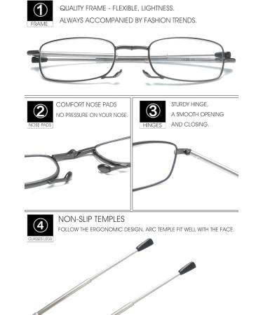 Vevesmundo Blue Light Filter Folding Glasses for Men & Women - Collapsible Mini Reading Glasses with Case - 2.25x Magnification - Buy Online on GoSupps.com