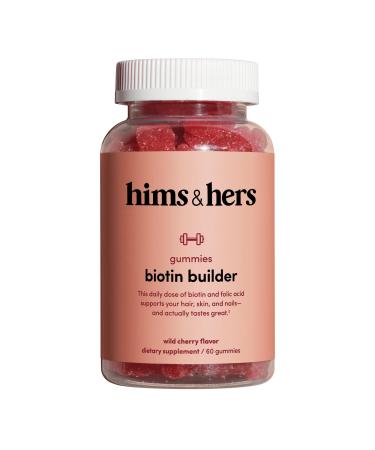 HIMS & HERS biotin Builder Gummy Vitamins with Vitamins B12 and B6, Vitamin D, Gluten Free, no Artificial sweeteners or Flavors, Wild Cherry Flavor, 60 Count