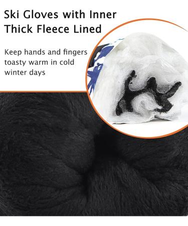 Century Star Snow Gloves - Waterproof Winter Ski Gloves for Kids, Women, Men - Touchscreen Sport Mittens - Black Print - M (Suitable for Women and Kids over 13 years) - Buy Online on GoSupps.com