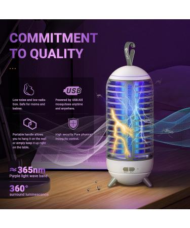 Portable Bug Zapper - Indoor/Outdoor Fly & Mosquito Trap with 2500mAh Battery - Electric Fly Zapper for Camping - White - Buy Online on GoSupps.com