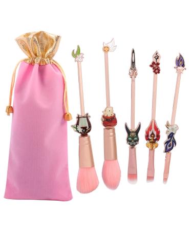 Gensin Impact make-up brush set-5-part creative hot game cosmetics brush set high-quality synthetic foundation eyeshadow brush gift for fans (b) MakeUp Brush Set B