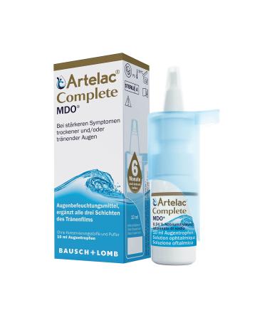 Artelac Complete MDO eye drops: eye drop solution with a triple the principle of action (lipids hyaluronic acid & carbomer) in dry eyes practical pump pum 1x 10 ml 10 ml (1 Pack)