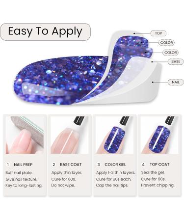 Maychao 15ML Purple Blue Glitter Gel Nail Polish | Soak Off UV LED Sequins Gel | DIY Manicure Salon at Home - Buy Online on GoSupps.com
