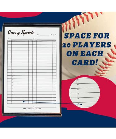 Covey Large Format Baseball Softball Lineup Cards - Pack of 50 | Essential Coaching Equipment for Coaches and Umpires - 8.5 x 5.5 Inch Sheets - Buy Online on GoSupps.com