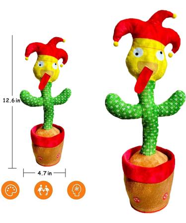 Dancing Cactus Toy - Interactive Plush Singing Cactus Repeats & Dances - USB Rechargeable - Fun Christmas Decor Piece - Buy Online on GoSupps.com