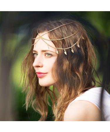 Bohemian Bridal Headpiece with Gemstone Tassel Chain - MTLEE 6-Piece Gold Head Chain Jewelry for Women - Buy Online on GoSupps.com
