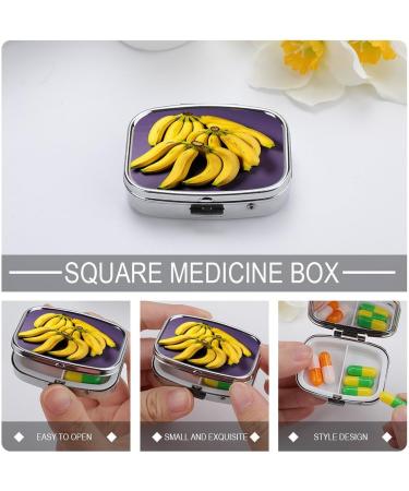 Unique Banana Fruit Print Pill Box | 2 Compartment Metal Pill Organizer | Portable Decorative Medicine Case for Pocket & Purse - Buy Online on GoSupps.com
