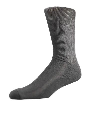Diabetic Socks by Skarpety Calf Socks Made in USA Crew | Walking on Clouds (Medium Black)
