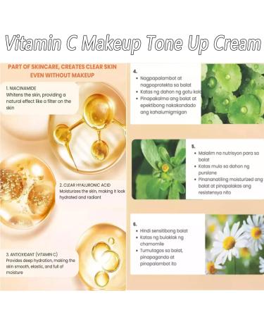 Japanese Vitamin C Makeup Tone Up Cream Five Vitamin C Tone-Up Cream Moisturizing Brightening Concealer Smooth Lightweight Long Lasting Moisturizer Face Serum for All Skin Type (3PCS) - Buy Online on GoSupps.com