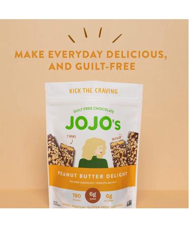 JOJO's Guilt-Free Peanut Butter Delight Dark Chocolate Bars - Keto, Vegan, Paleo | 7 Bar Bag - Buy Online on GoSupps.com