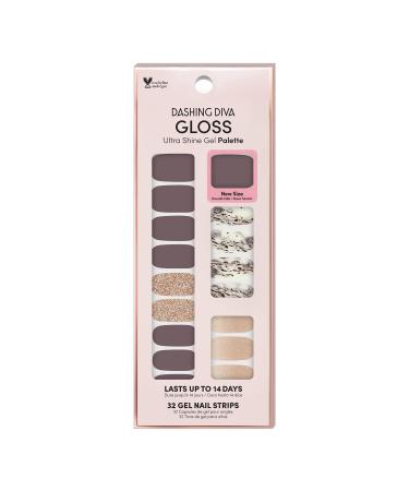 Dashing Diva Gloss Nail Strips - Granite Goddess | UV Free, Chip Resistant, Long Lasting Gel Nail Stickers | Contains 32 Nail Wraps, 1 Prep Pad, 1 Nail File
