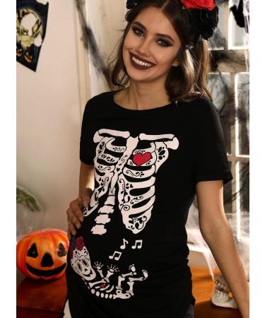 G and PL Halloween Pregnancy Top Maternity Funny Graphic Shirt - Rose Skull Baby Design - S-XXL - Buy Online on GoSupps.com