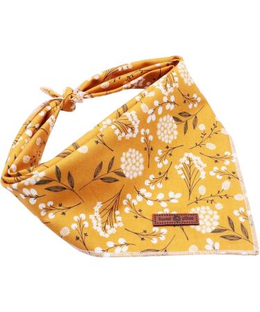 Lionet Paws Dog Bandana - Triangular Scarf for Small Medium & Large Dogs | White Flower Design - Buy Online on GoSupps.com