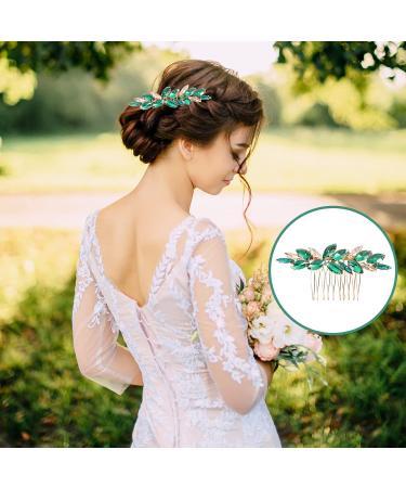 Abaodam Crystal Bride Wedding Hair Comb Rhinestone Bridal Hair Clip Sparkly Hair Piece Gem Hair Accessories for Women and Girls Green - Buy Online on GoSupps.com