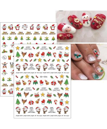 Christmas Nail Stickers 9 Sheets Self-Adhesive Nail Decal Snowflake Santa Claus Hat Red Nail Art Decoration Design Supplies - Buy Online on GoSupps.com