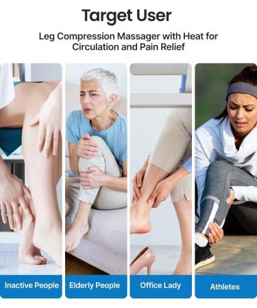 Renpho Leg Massage Device with Heat - Air Compression for Calf Thigh & Foot Pain Relief | 2 Heaters 3 Modes & Intensities - Buy Online on GoSupps.com