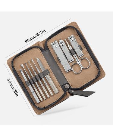 Nail Clippers Set Nail Clippers Adult Nail Care Tools Manicure Set 10 in 1 Stainless Steel Repair Kit with Brown Leather Travel Nail Set - Buy Online on GoSupps.com