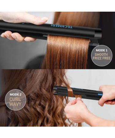 TECHMERI 2-in-1 Hair Straightener & Curler - Ionic Ceramic Flat Iron 1 Inch 450 F Dual Voltage - Perfect for International Shipping - Buy Online on GoSupps.com