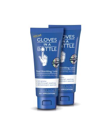 Gloves in a Bottle Shielding Lotion, Relief for Eczema and Psoriasis, 3.4 ounces (Pack of 2) 3.4 Ounce (Pack of 2) Blue