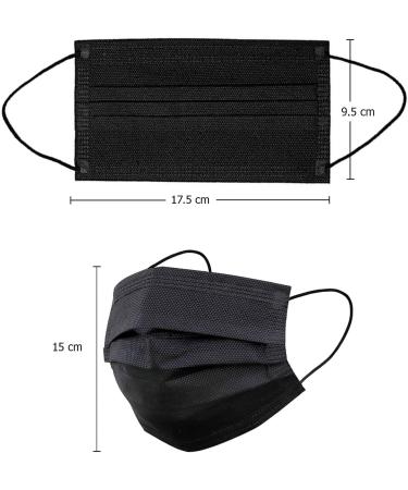 TBOC Disposable 3-Layer Hygiene Masks - 200 Soft Lightweight Breathable Black Masks with Nose Clip - International Shipping Available - Buy Online on GoSupps.com